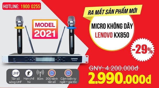 Micro không dây Lenovo KX850, Hàng mới 2021, Hát karaoke Siêu Hay