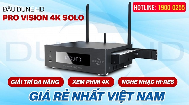 Đầu Dune HD Pro Vision 4K Solo giải trí đa năng, xem phim 4K, nghe nhạc hi-res